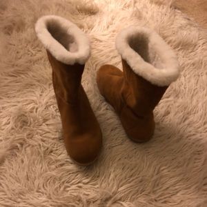 J Crew suede & sheet skin boots size 8